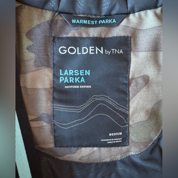 ARITZIA TNA | Golden Camo Larson Parka | Size Medium | Fur Trim Hood - Picture 4 of 4